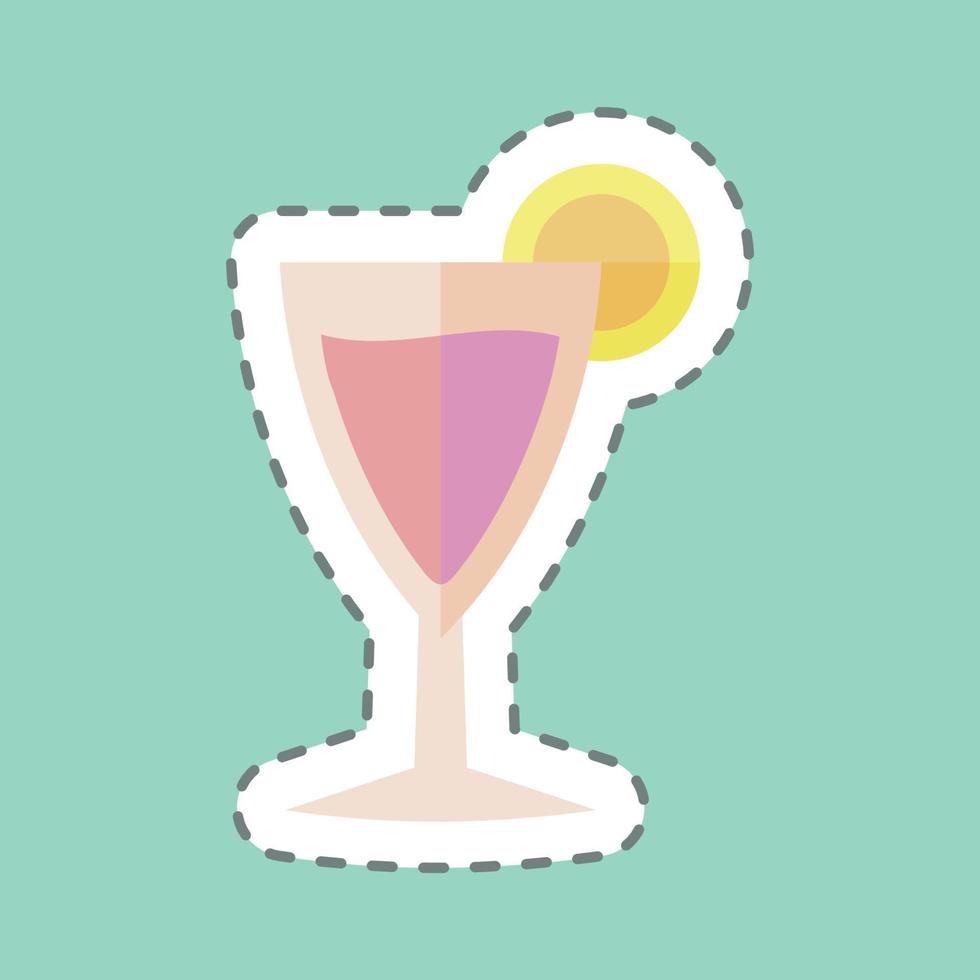 Cosmopolitan Sticker in trendy line cut isolated on blue background vector