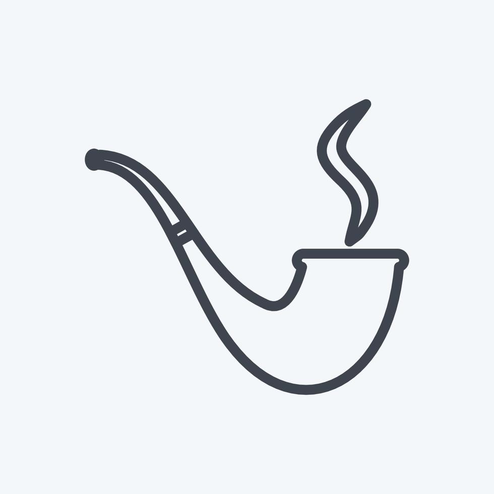 Lit Smoking Pipe Icon in trendy line style isolated on soft blue background vector