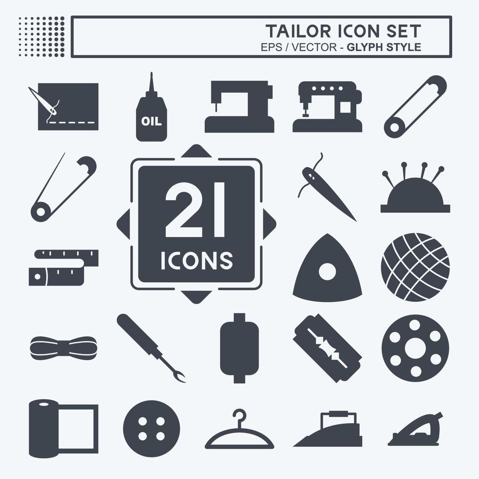 Tailor Icon Set Icon in trendy glyph style isolated on soft blue background vector