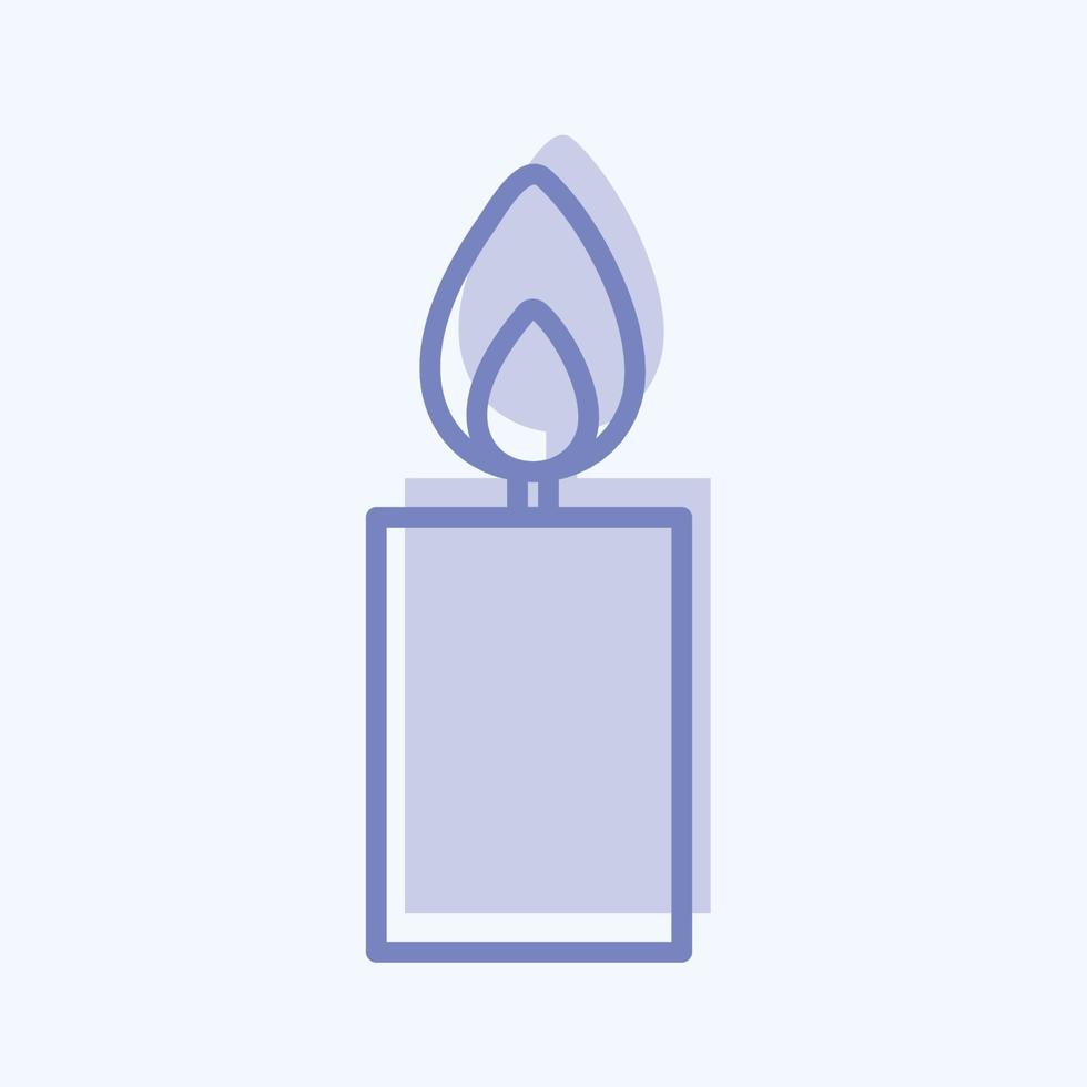 Lit Candle Icon in trendy two tone style isolated on soft blue background vector