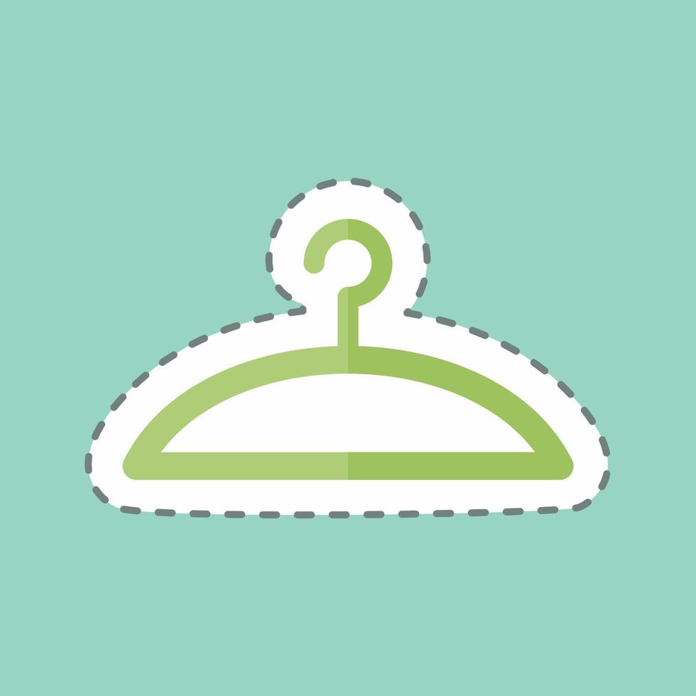 Hanger Sticker in trendy line cut isolated on blue background vector
