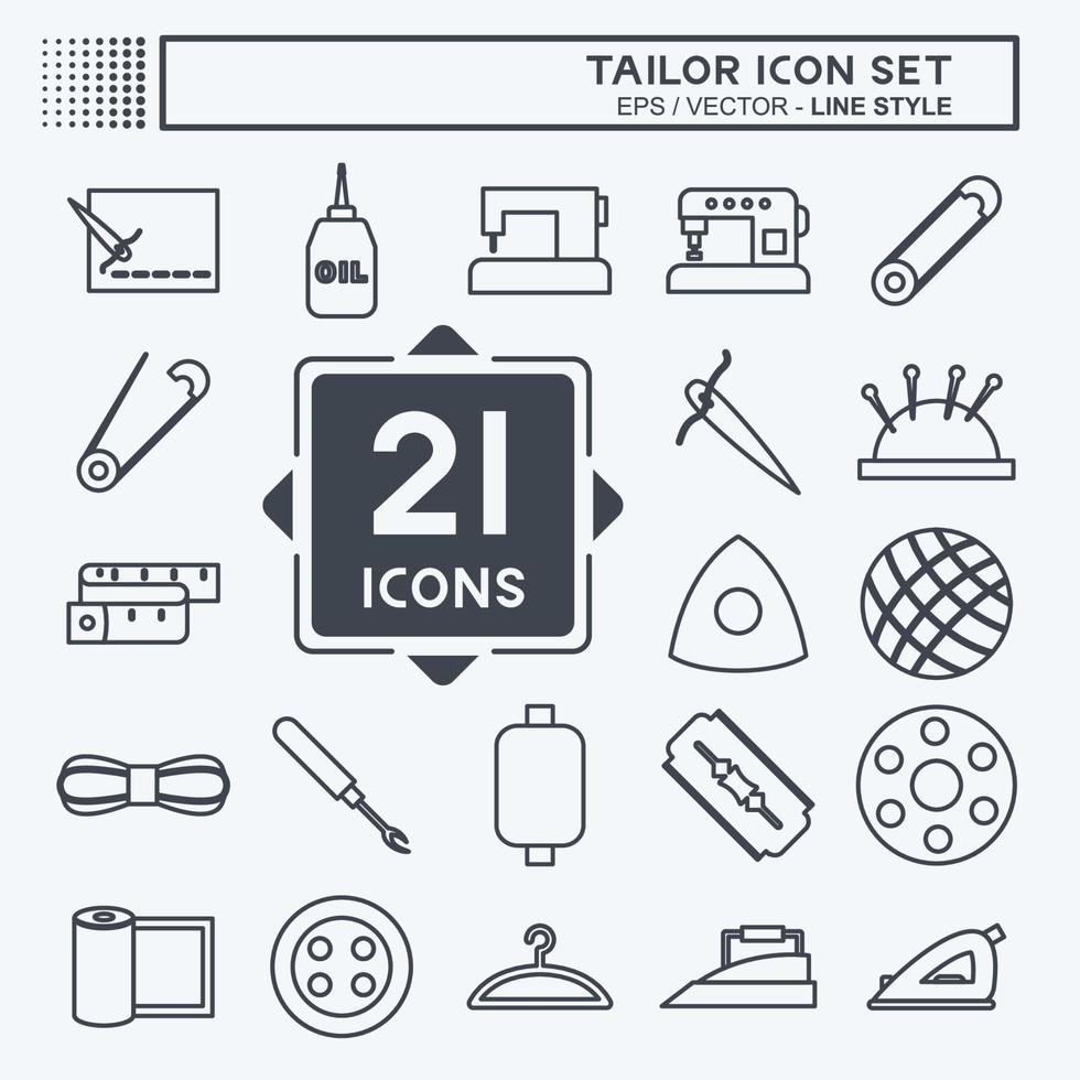 Tailor Icon Set Icon in trendy line style isolated on soft blue background vector