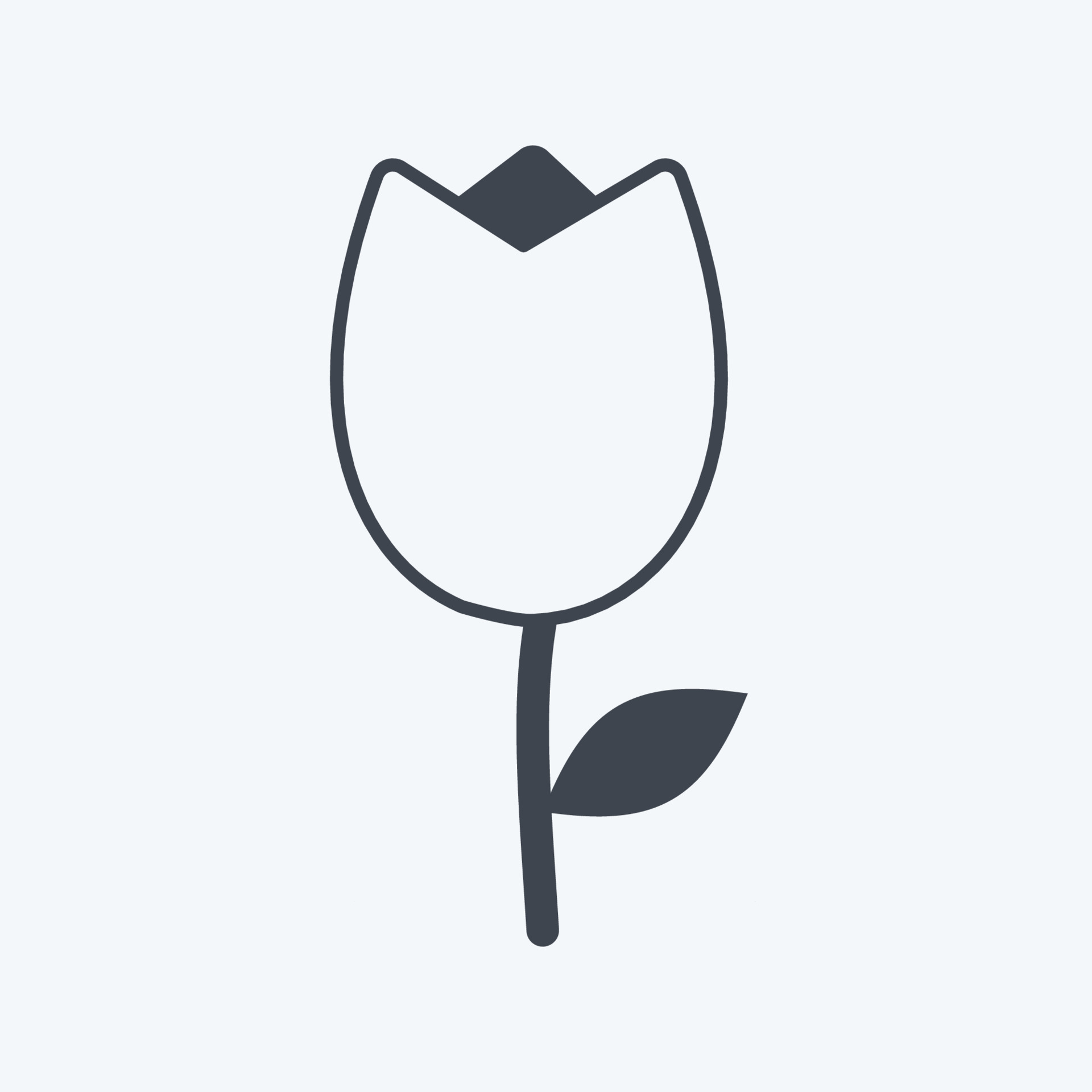Tulip Icon in trendy glyph style isolated on soft blue background