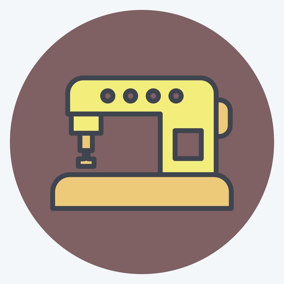 Automatic Machine Tailor Icon in trendy color mate style isolated on soft blue background vector