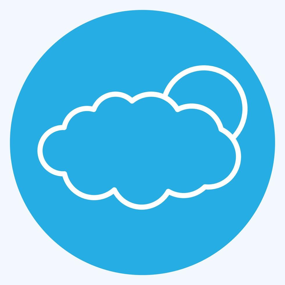 Sun Cloud Icon in trendy blue eyes style isolated on soft blue background vector