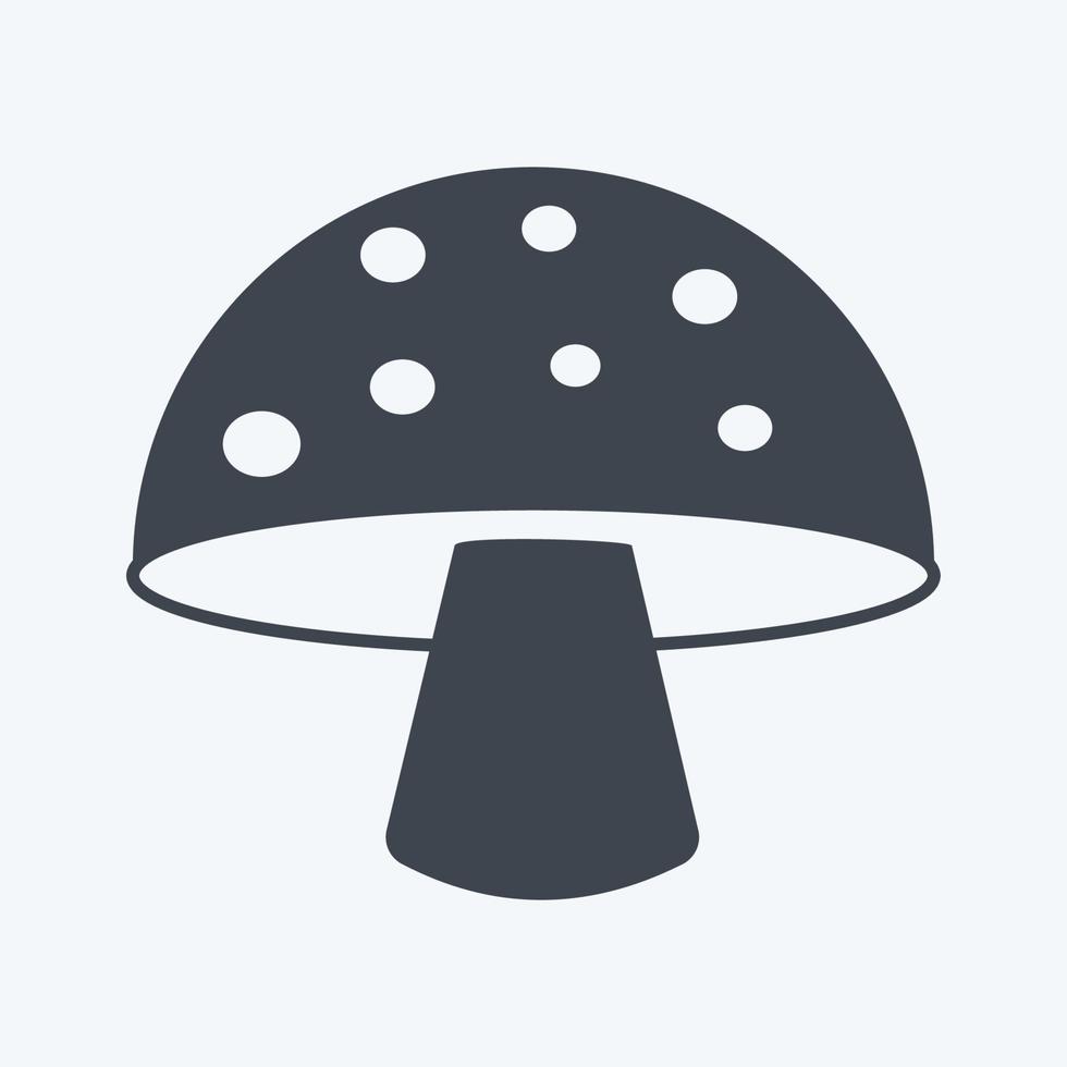 Single Mushroom Icon in trendy glyph style isolated on soft blue background vector