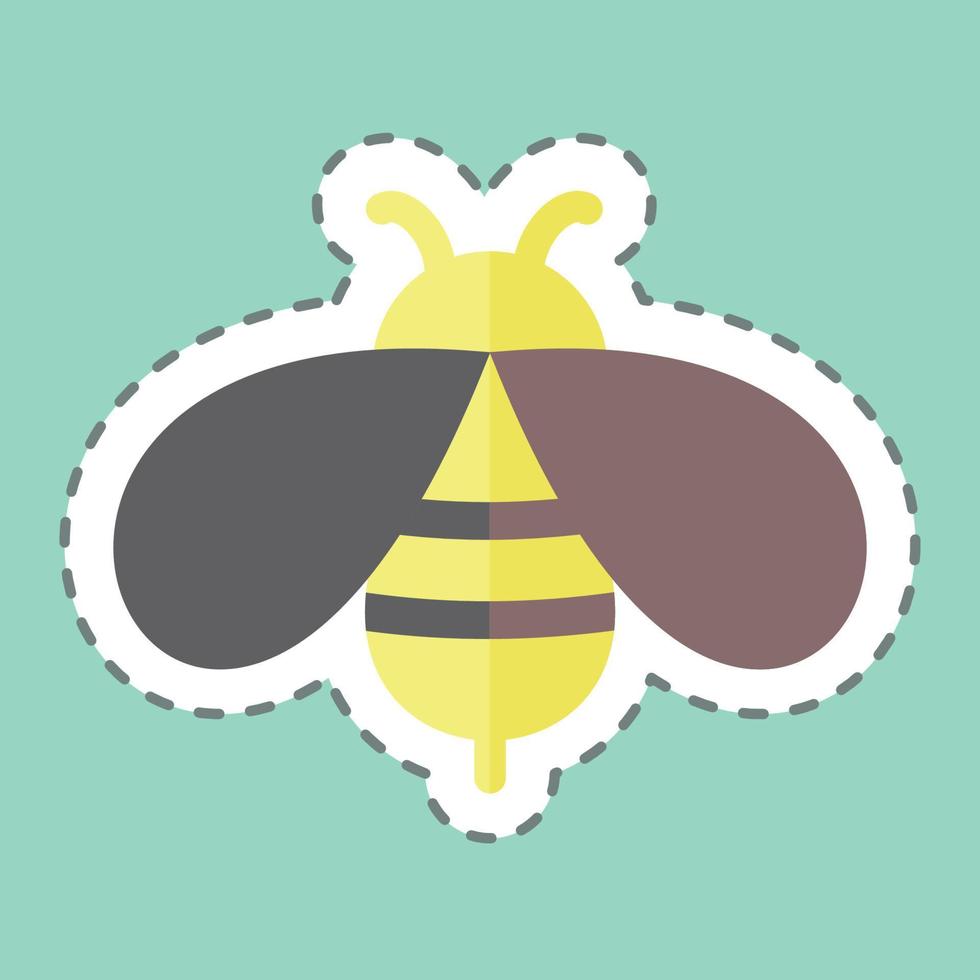 Adhesivo de sastre de abeja en corte de línea de moda aislado sobre fondo azul. vector