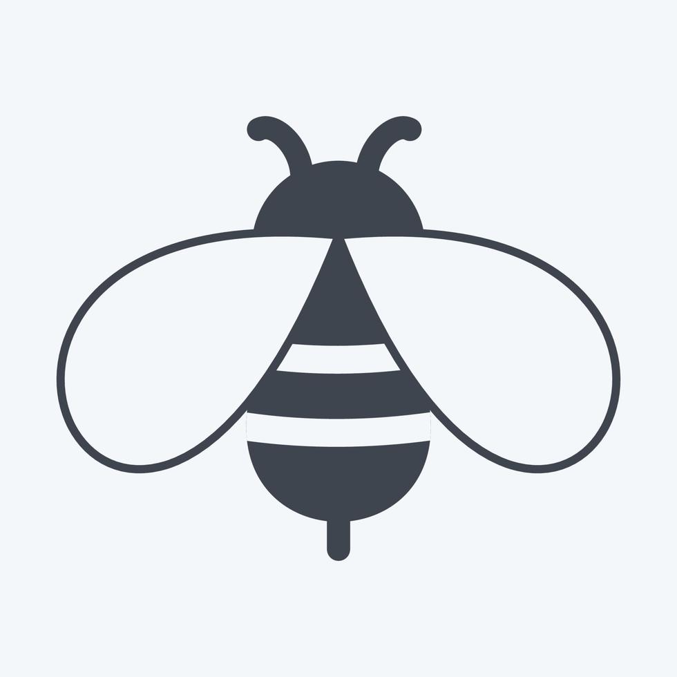 Bee Icon in trendy glyph style isolated on soft blue background vector