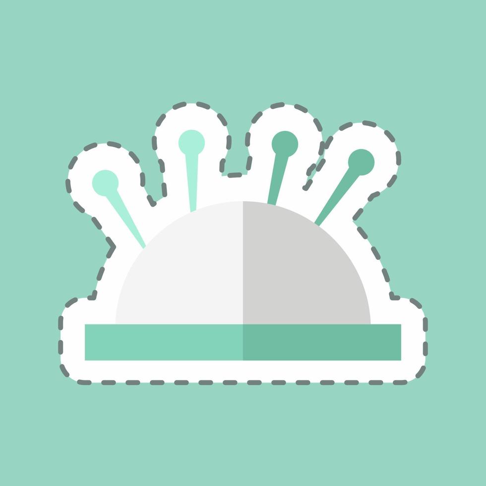 Multiple Needles Sticker in trendy line cut isolated on blue background vector