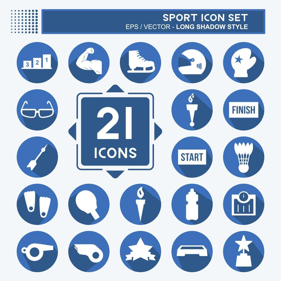 Sport Icon Set in trendy long shadow style vector