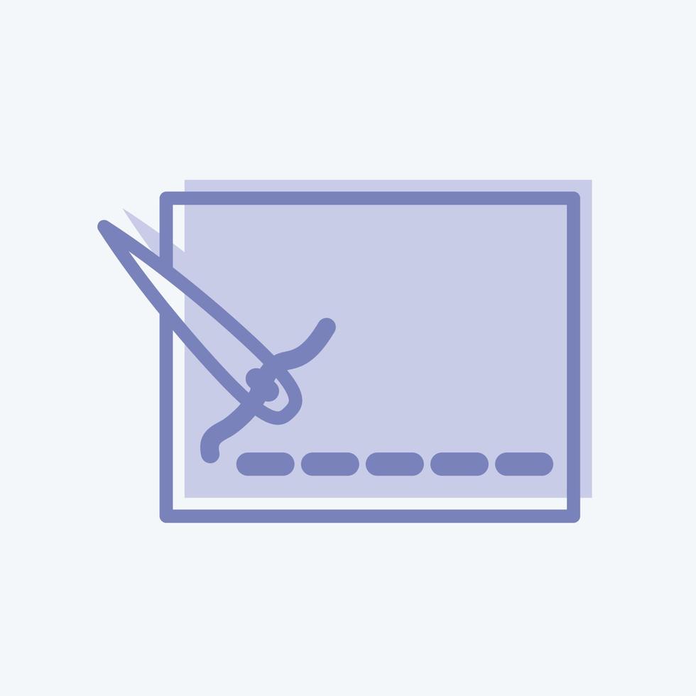 Stitching Lines Icon in trendy two tone style isolated on soft blue background vector
