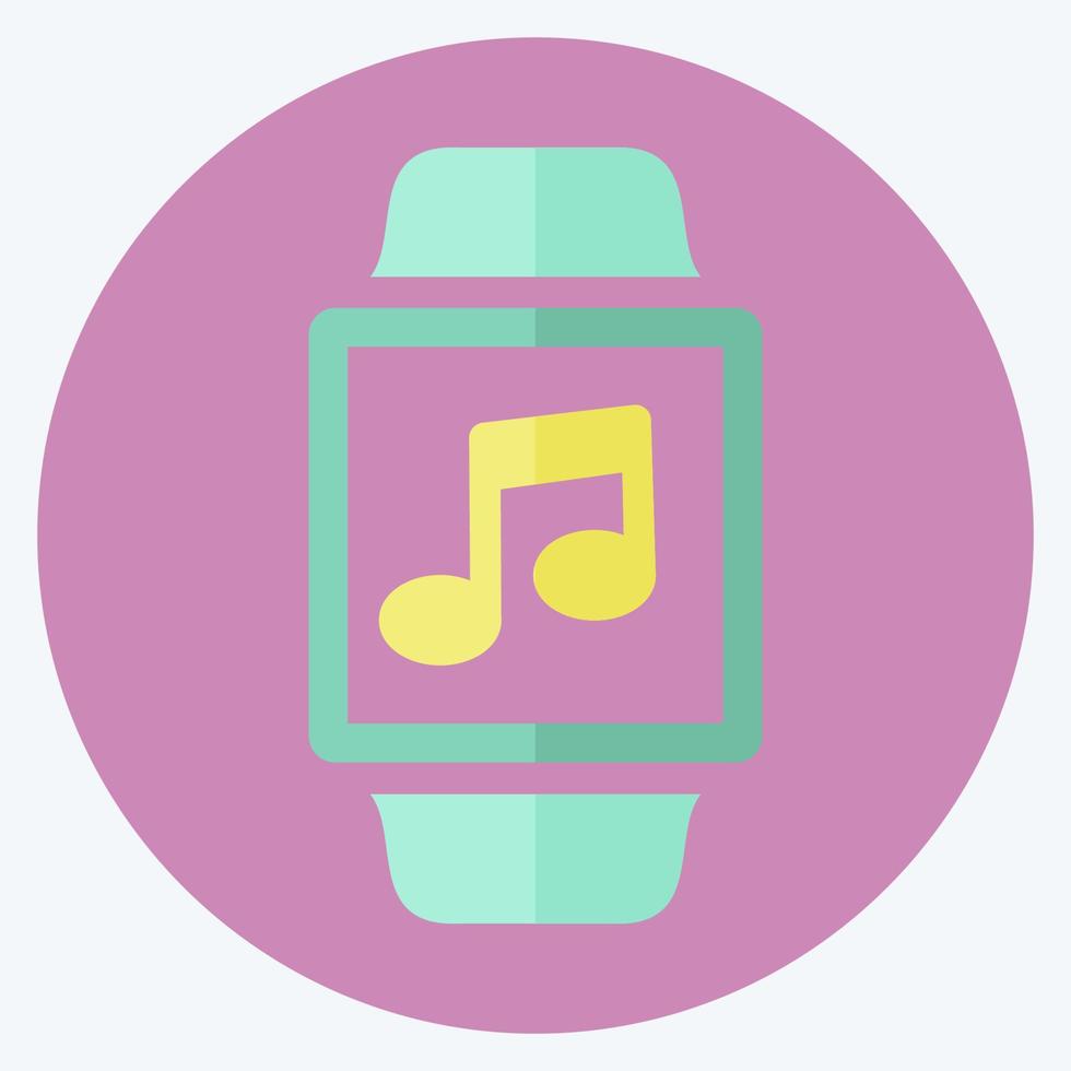 icono de la aplicación de música en un moderno estilo plano aislado sobre fondo azul suave vector