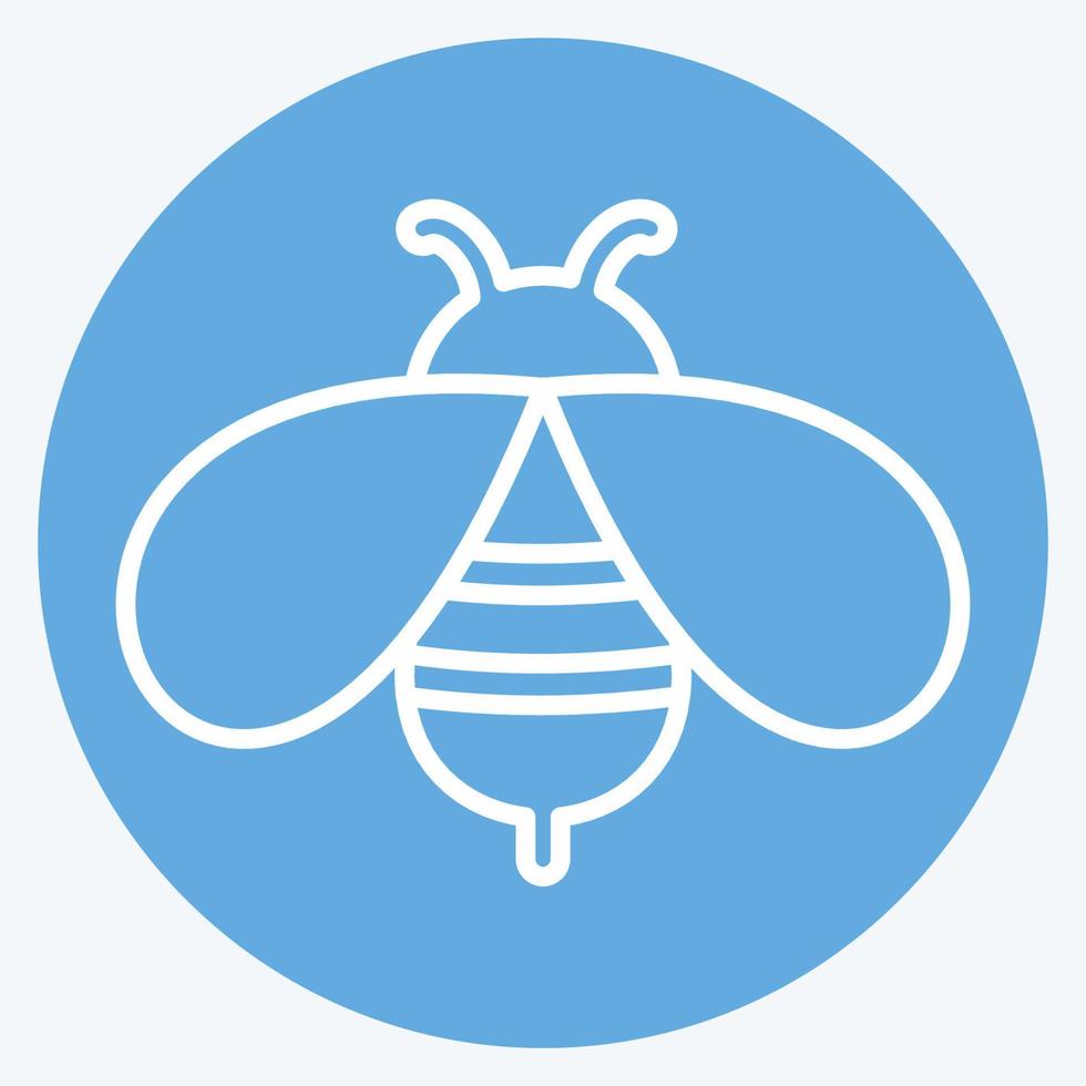 icono de abeja en el moderno estilo de ojos azules aislado sobre fondo azul suave vector