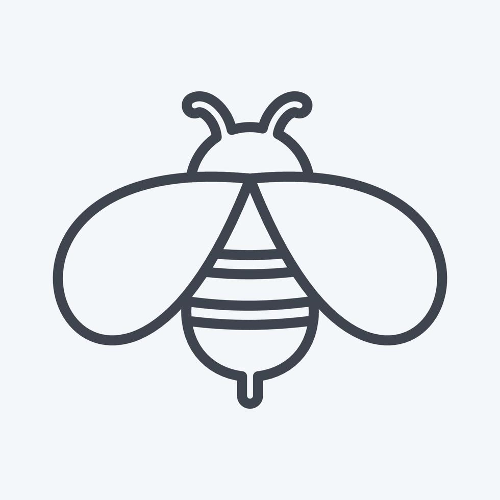 icono de abeja en estilo de línea de moda aislado sobre fondo azul suave vector