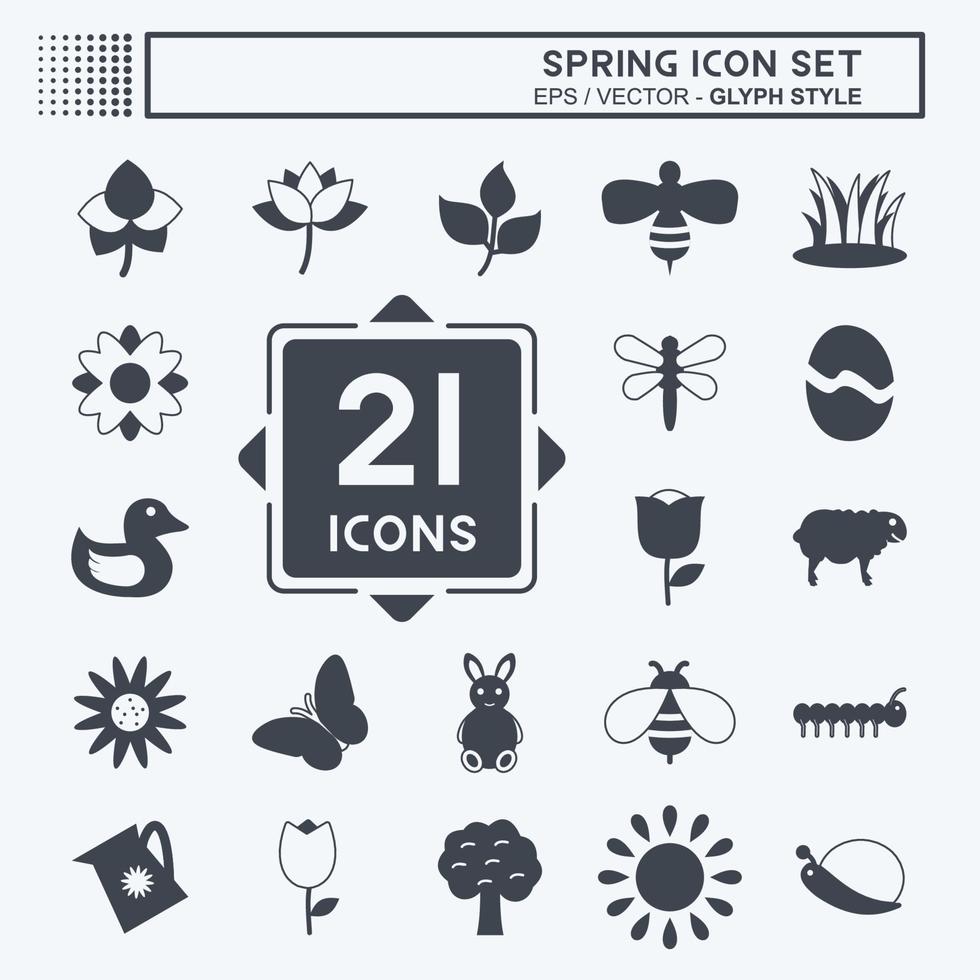 Spring Icon Set Icon in trendy glyph style isolated on soft blue background vector