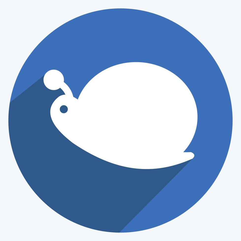 Snail Icon in trendy long shadow style isolated on soft blue background vector