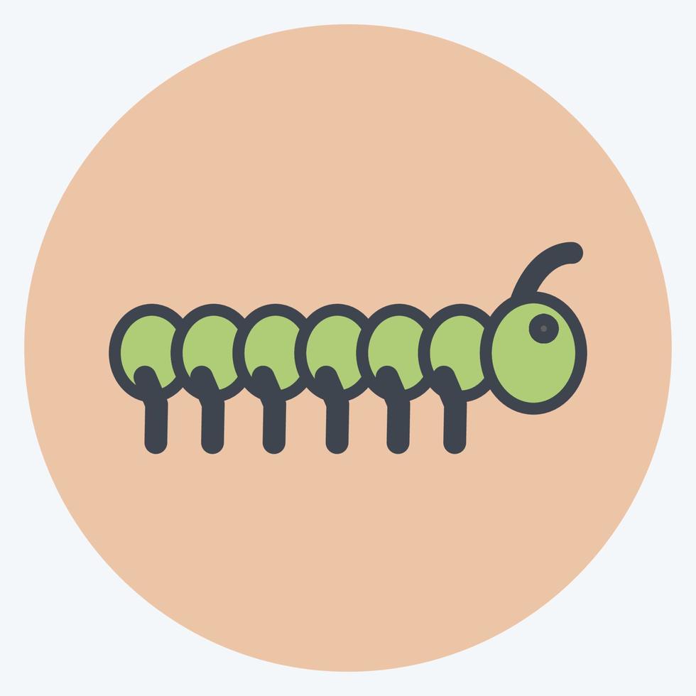 Worm Icon in trendy color mate style isolated on soft blue background vector