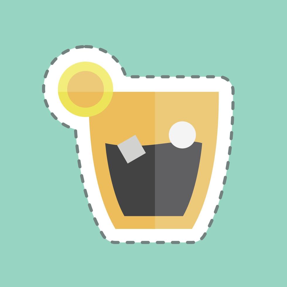 Whiskey Sour Sticker in trendy line cut isolated on blue background vector