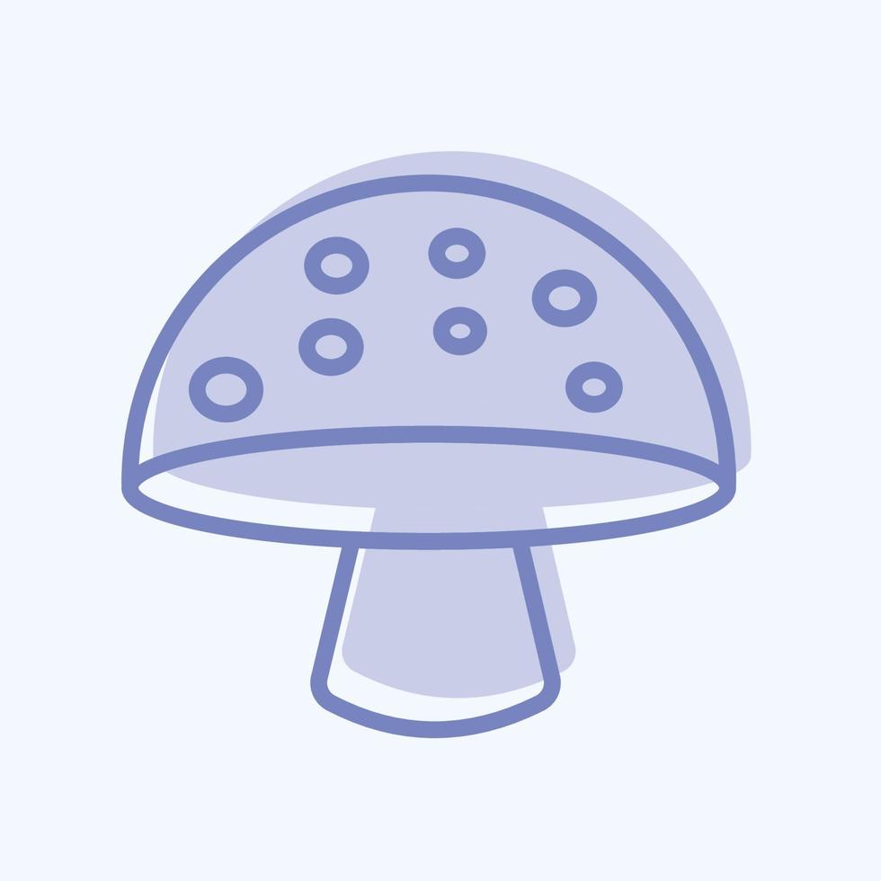 Single Mushroom Icon in trendy two tone style isolated on soft blue background vector