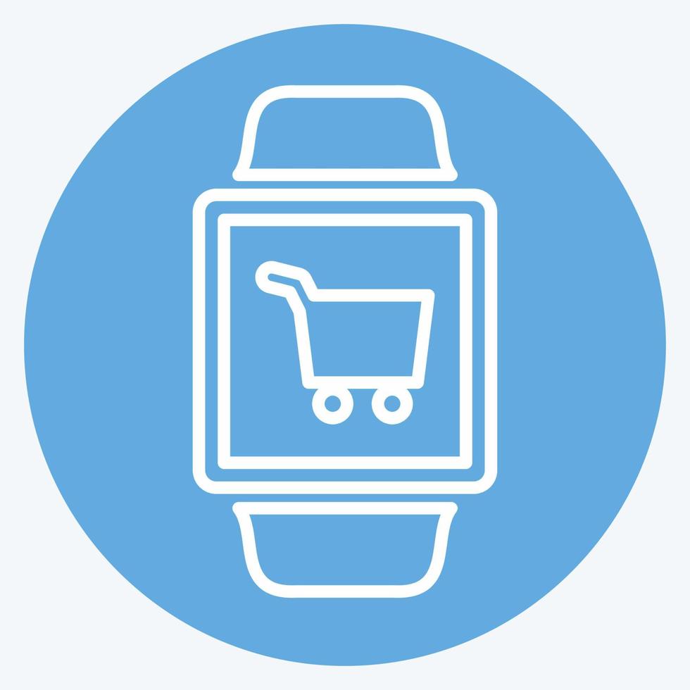 Shopping App Icon in trendy blue eyes style isolated on soft blue background vector