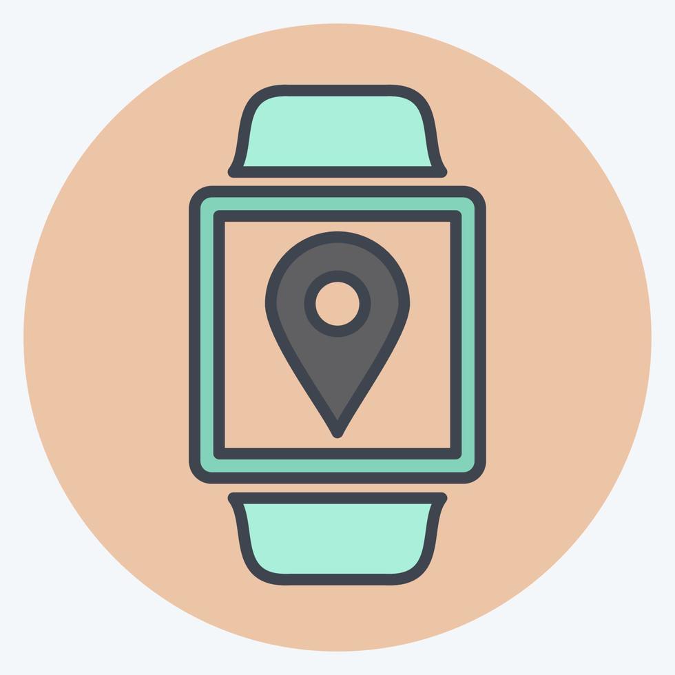 Location App Icon in trendy color mate style isolated on soft blue background vector