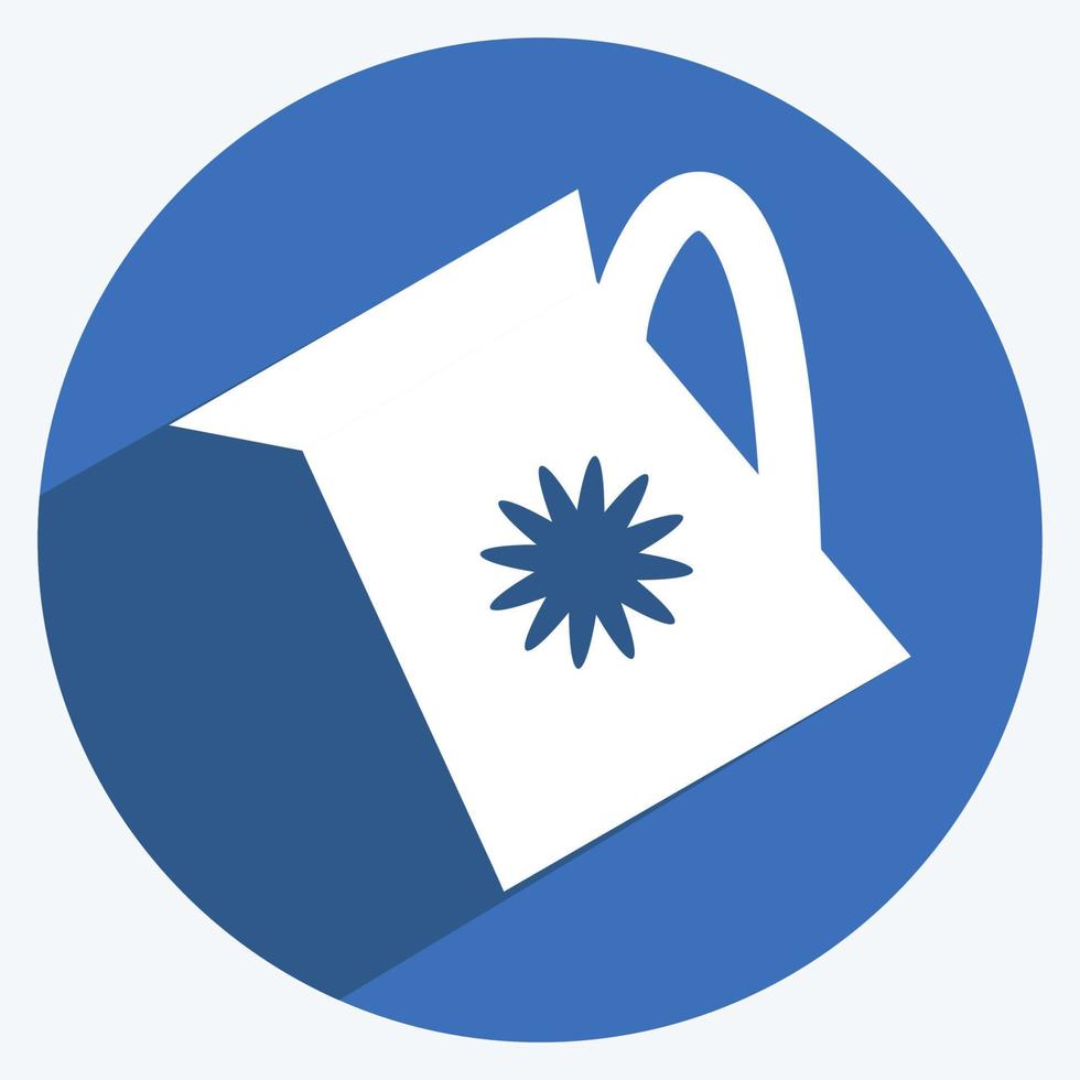Watering Plants Icon in trendy long shadow style isolated on soft blue background vector