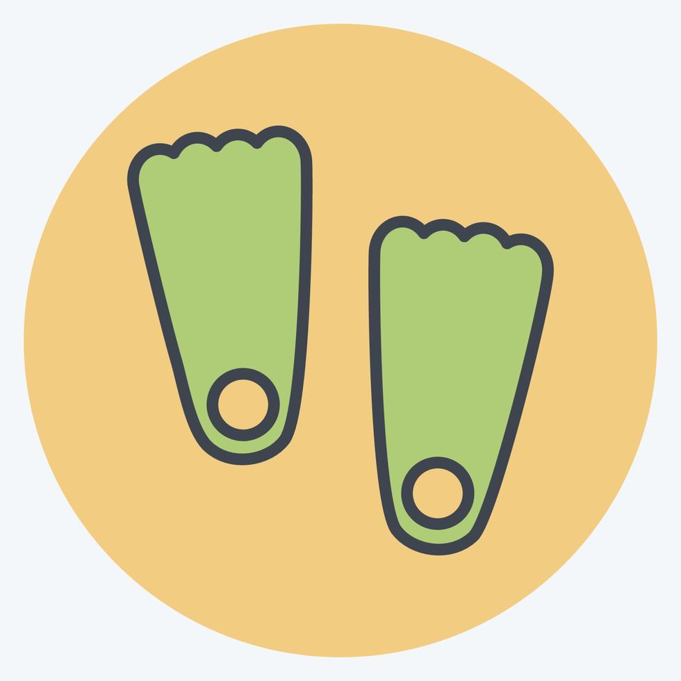 Swimming Fins Icon in trendy color mate style vector