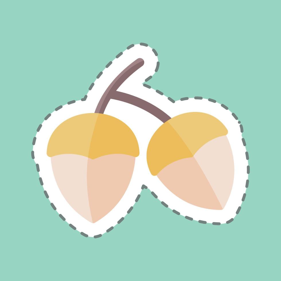 Acorns Sticker in trendy line cut isolated on blue background vector