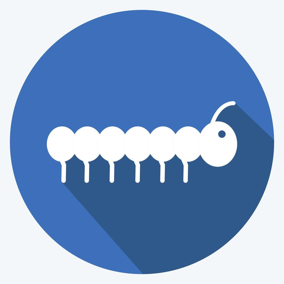 Worm Icon in trendy long shadow style isolated on soft blue background vector