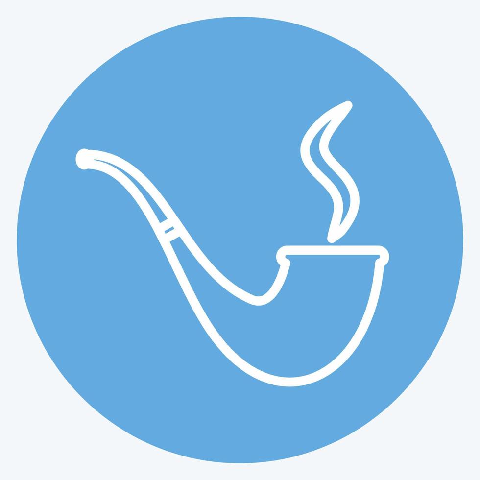 Icono de pipa de fumar encendida en el moderno estilo de ojos azules aislado sobre fondo azul suave vector