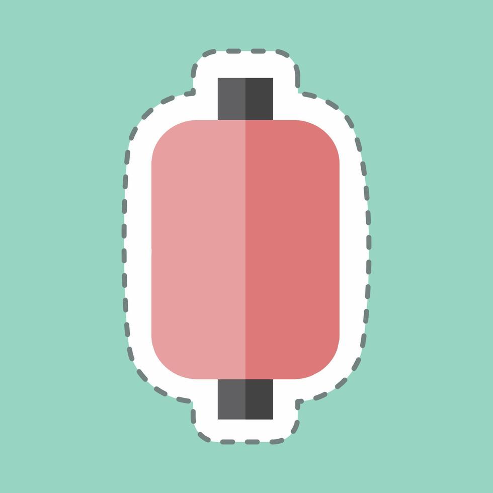 Thread Spool I Sticker in trendy line cut isolated on blue background vector