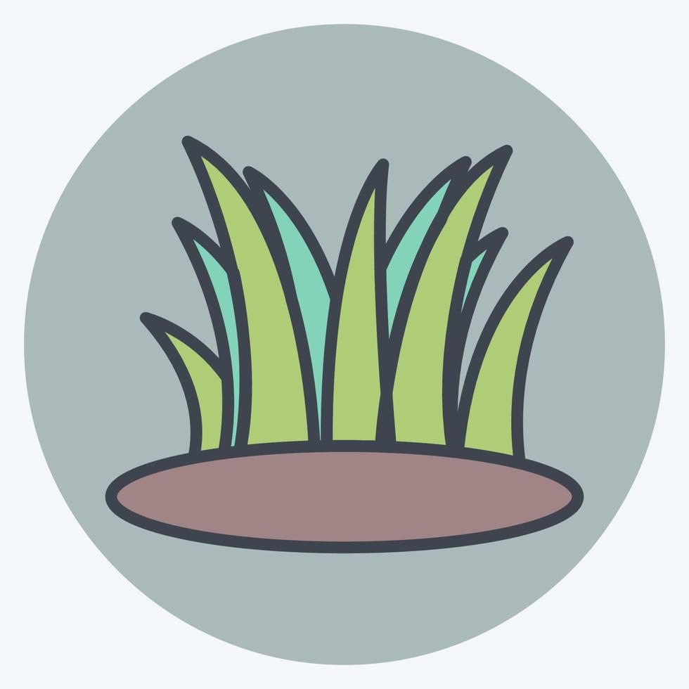 Grass Icon in trendy color mate style isolated on soft blue background vector