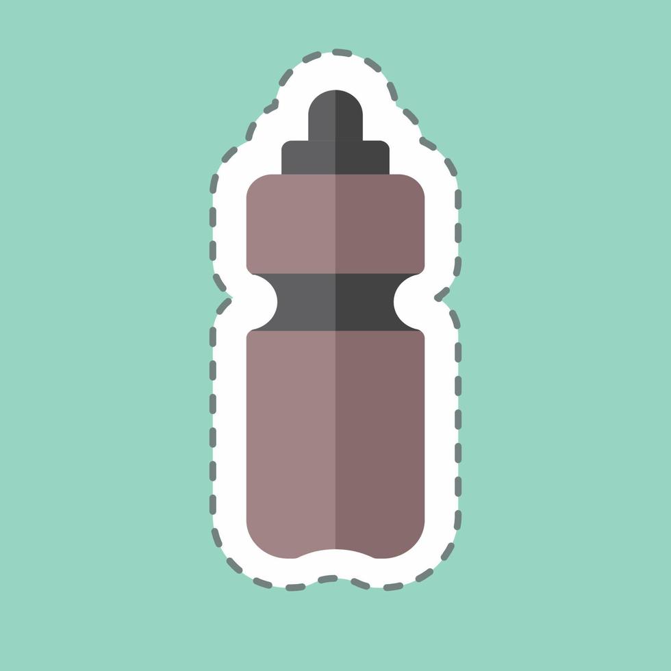Water Bottle Sticker in trendy line cut vector