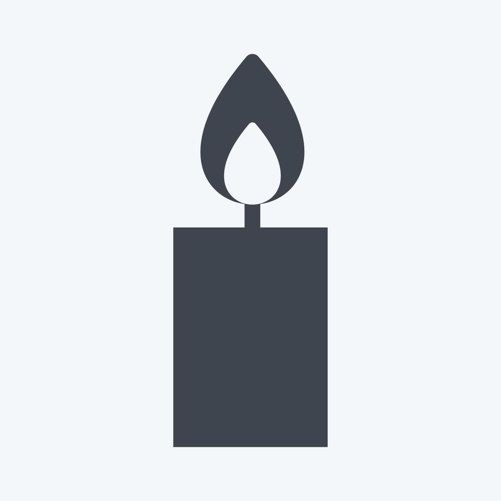 Lit Candle Icon in trendy glyph style isolated on soft blue background vector