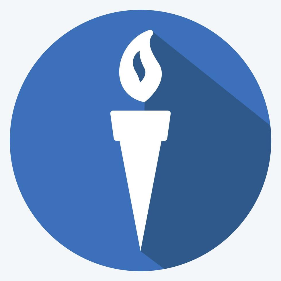 Torch Icon in trendy long shadow style vector