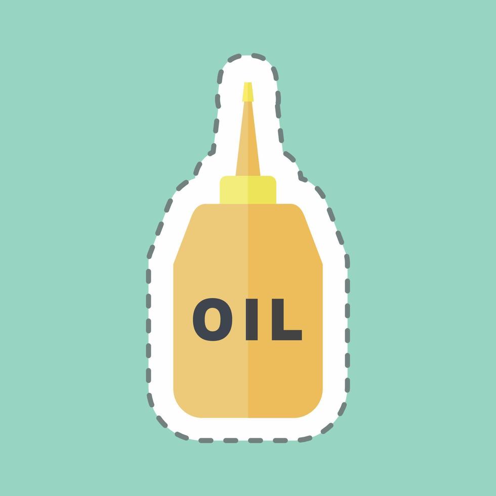 Sewing Oil Sticker in trendy line cut isolated on blue background vector