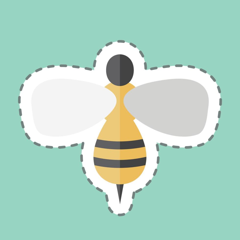 Honey Bee Tailor Sticker in trendy line cut isolated on blue background vector