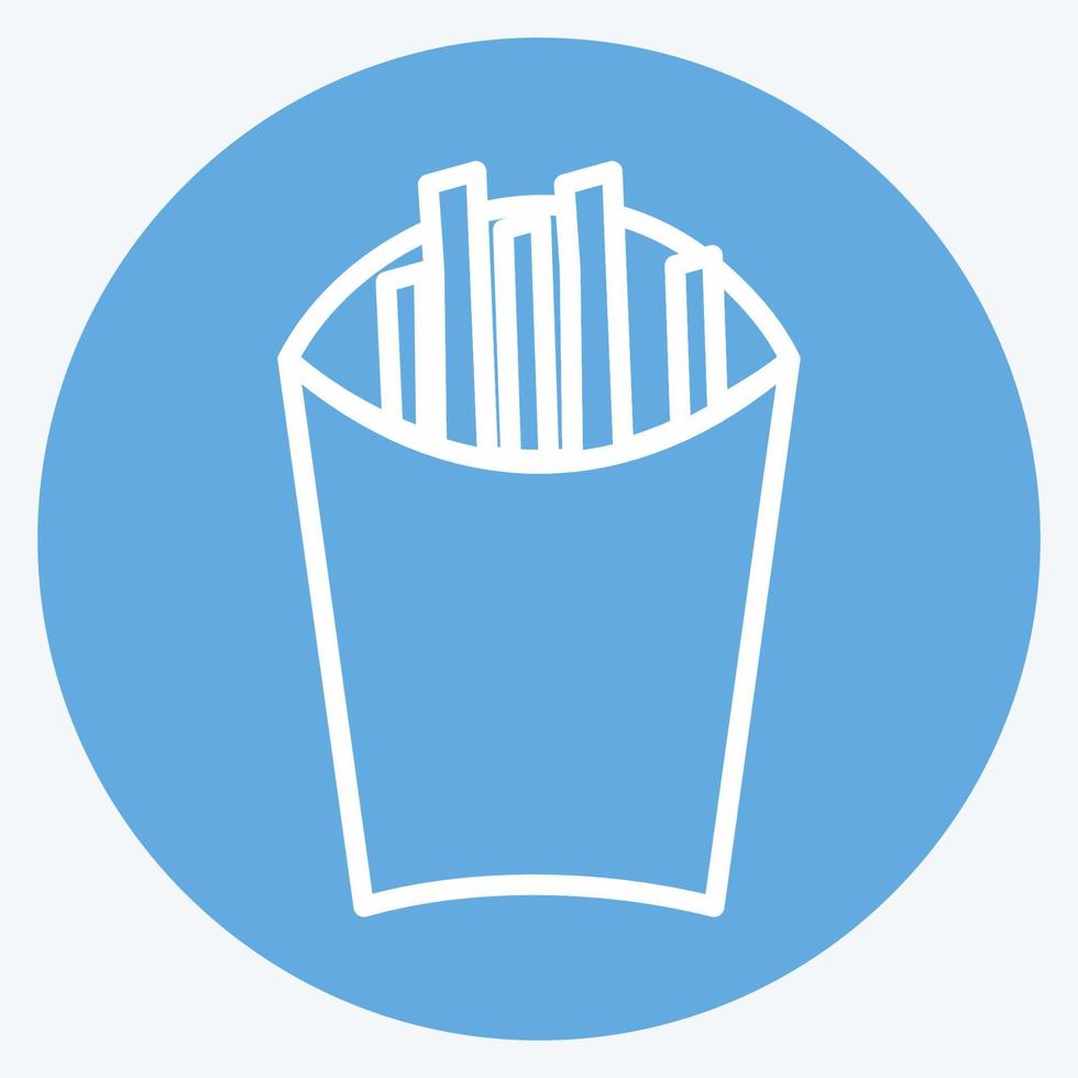 French Fries Icon in trendy blue eyes style isolated on soft blue background vector