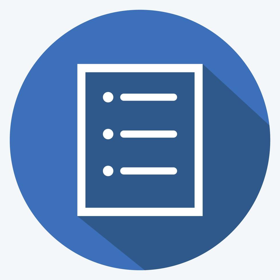 Menu Icon in trendy long shadow style isolated on soft blue background vector