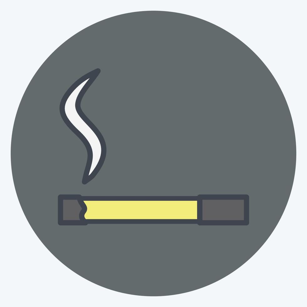 Lit Cigarette Icon in trendy color mate style isolated on soft blue background vector