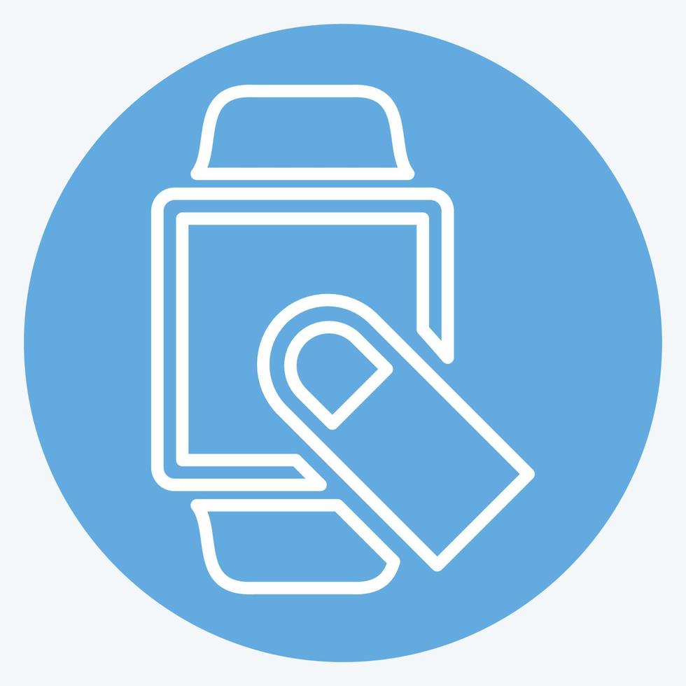 Swipe Finger Icon in trendy blue eyes style isolated on soft blue background vector