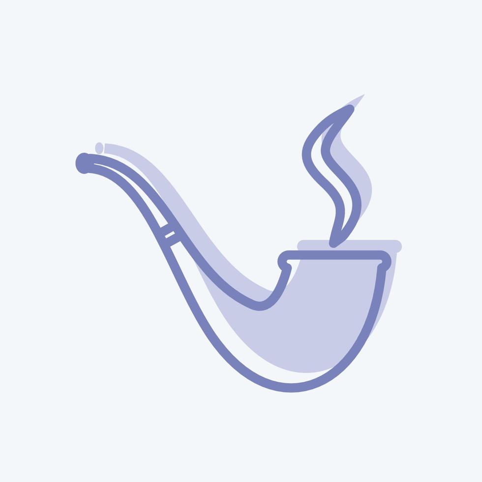 Lit Smoking Pipe Icon in trendy two tone style isolated on soft blue background vector