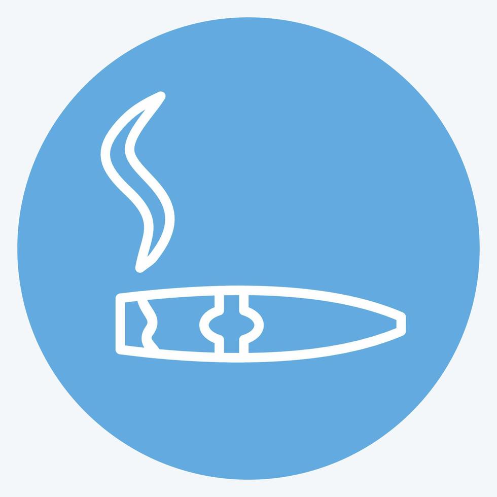 Lit Cigar Icon in trendy blue eyes style isolated on soft blue background vector