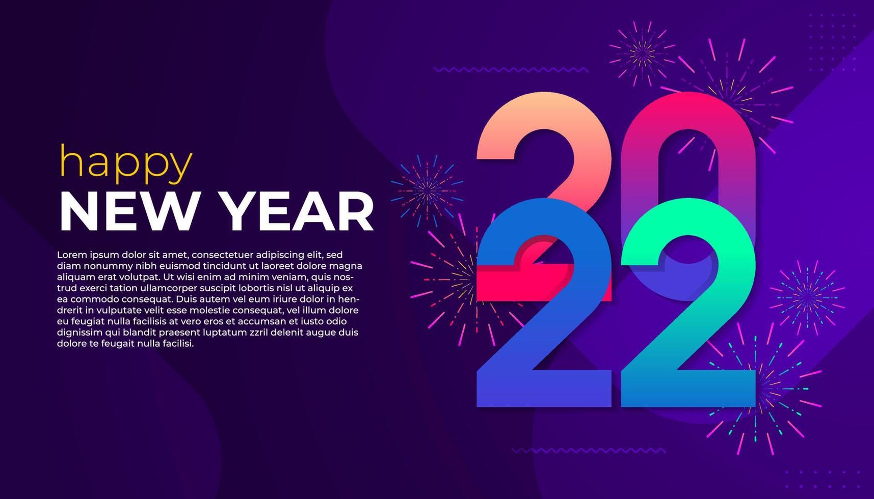 Fondo de vector de banner de feliz año nuevo colorido 2022