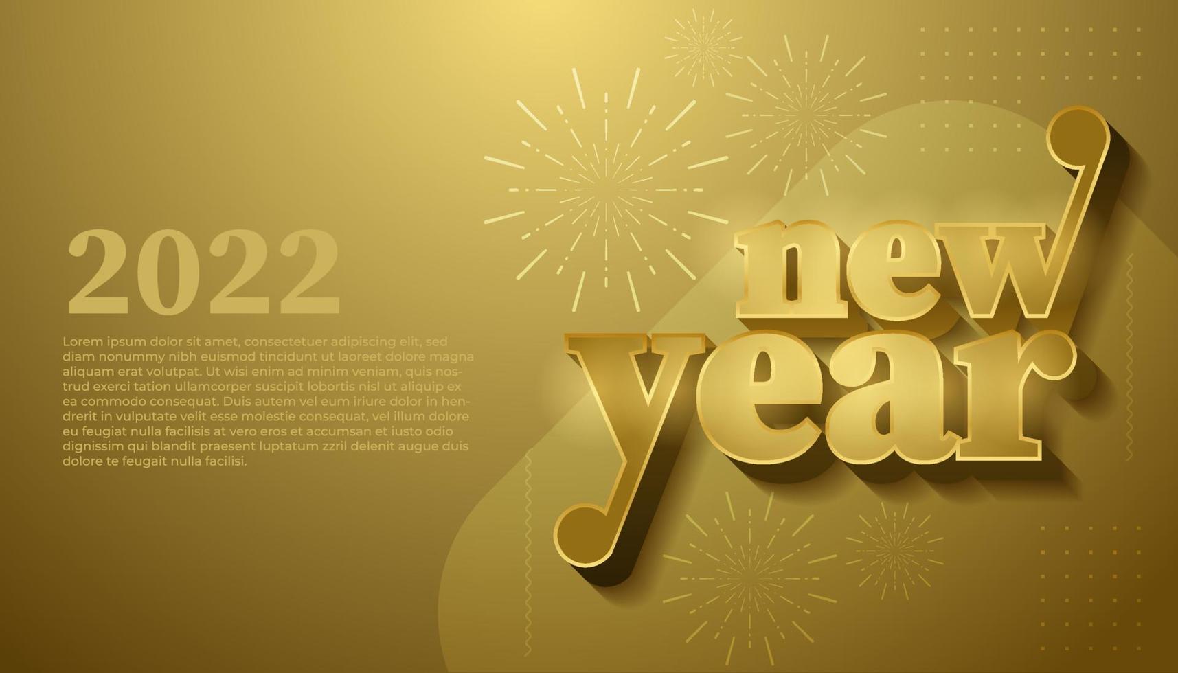 diseño de vector de banner de feliz año nuevo de oro brillante 2022