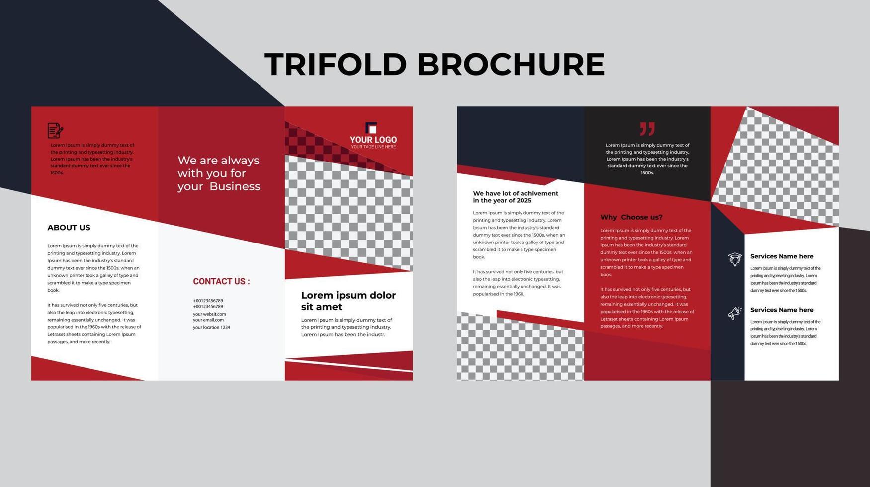 plantilla de diseño de folleto tríptico de estilo minimalista vector