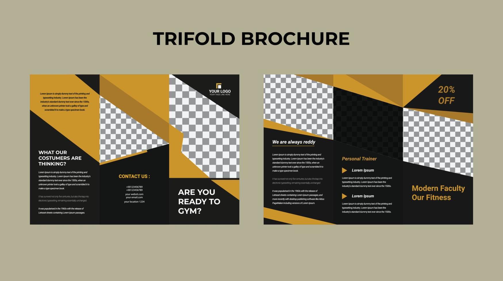minimal style trifold brochure design template vector