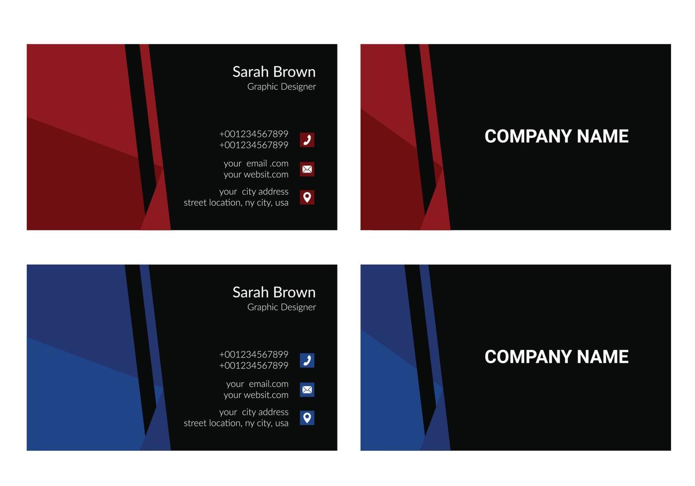 clean dark business card vector