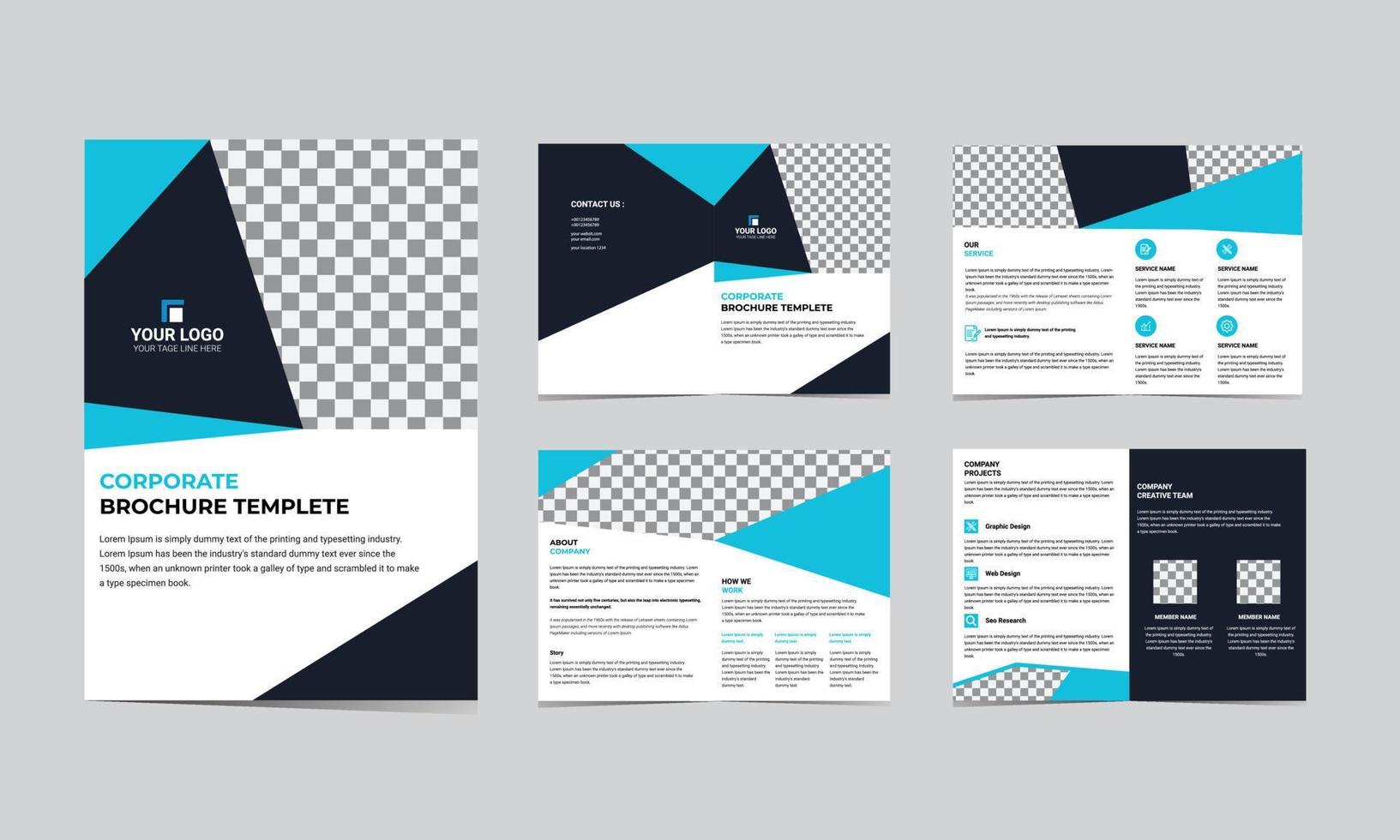 08 Pages corporate business brochure template vector