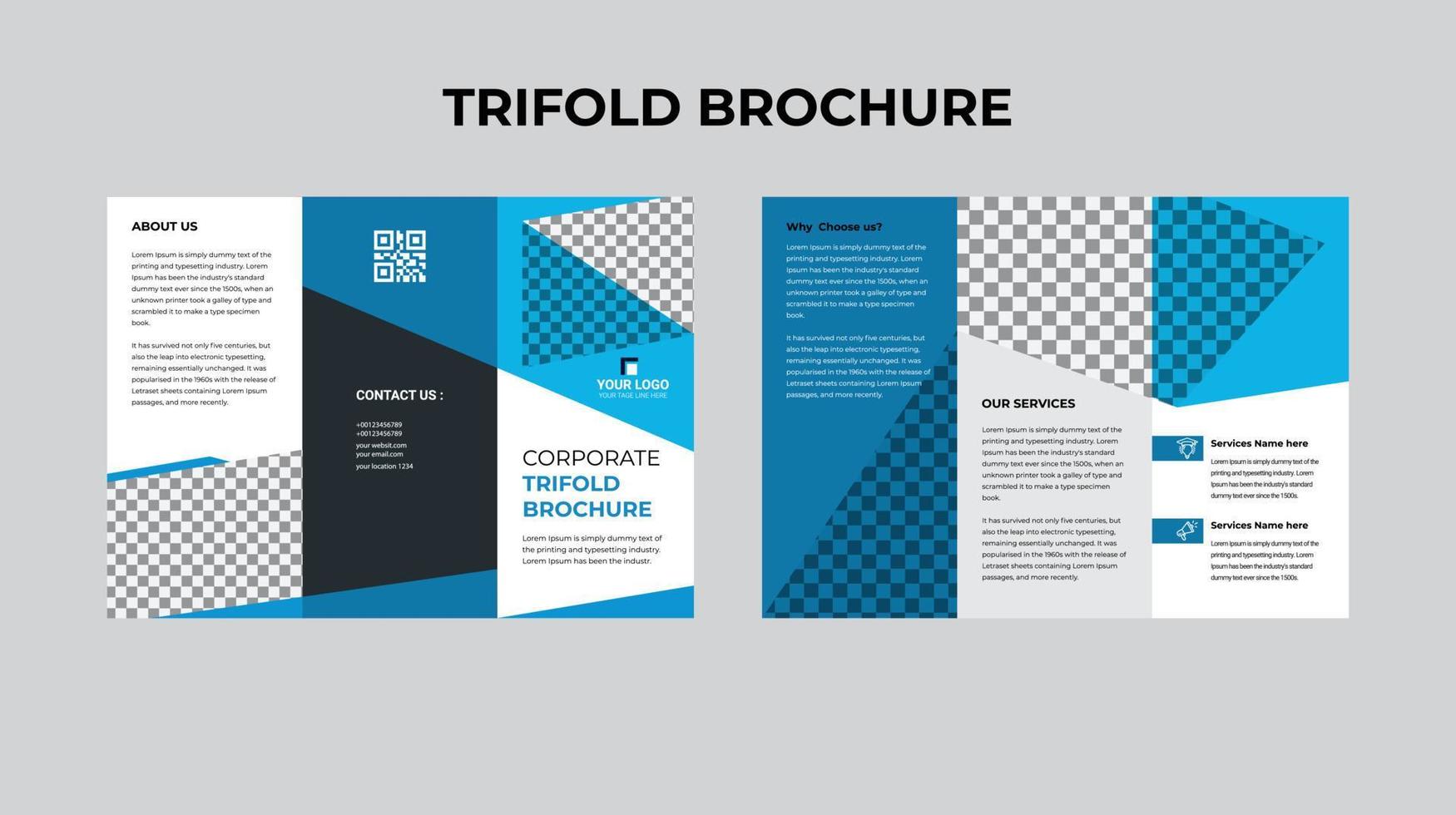 plantilla de diseño de folleto tríptico de estilo minimalista vector